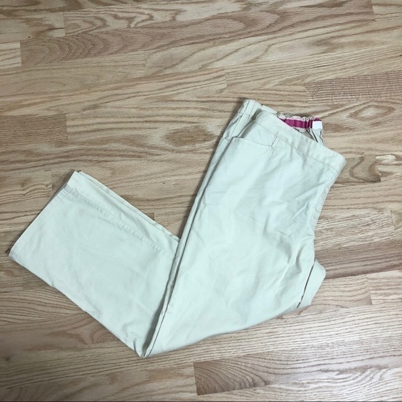 Liz Lange Maternity Tan Cropped Pants Sz 8 - Picture 1 of 6